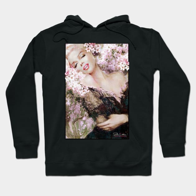 Marilyn Cherry Blossoms Pink Bright Hoodie by Theo Danella